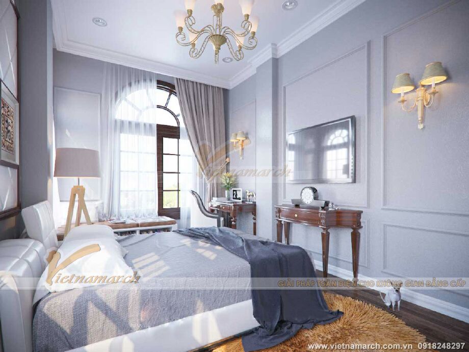 Thiết kế nội thất phòng ngủ biệt thự cổ điển 3 tầng tại Ninh Bình