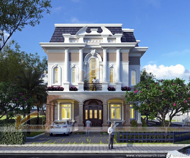 Thiết kế biệt thự tân cổ điển đẹp 3 tầng tại Ninh Bình