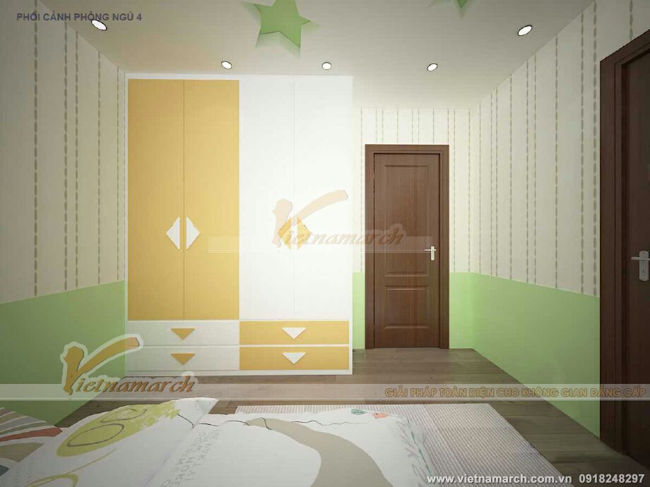 Thiết kế nội thất phòng ngủ con nhà lô phố hiện đại 4 tầng tại Thái Bình 