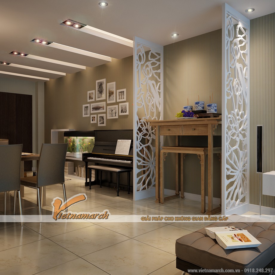 Thiết kế nhà cấp 4 hiện đại và đôi nét truyền thống cho nhà anh Hùng – Bắc Ninh > nội thất phòng khách