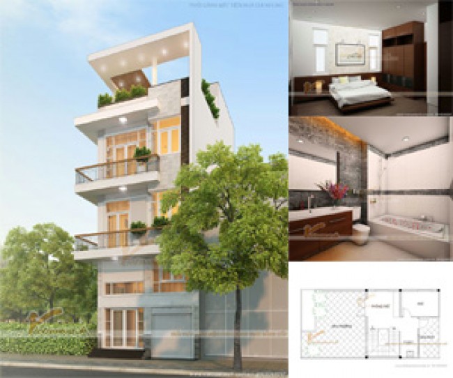 Thiết kế nhà phố hiện đại 4 tầng – chị Nhung – Thái Bình