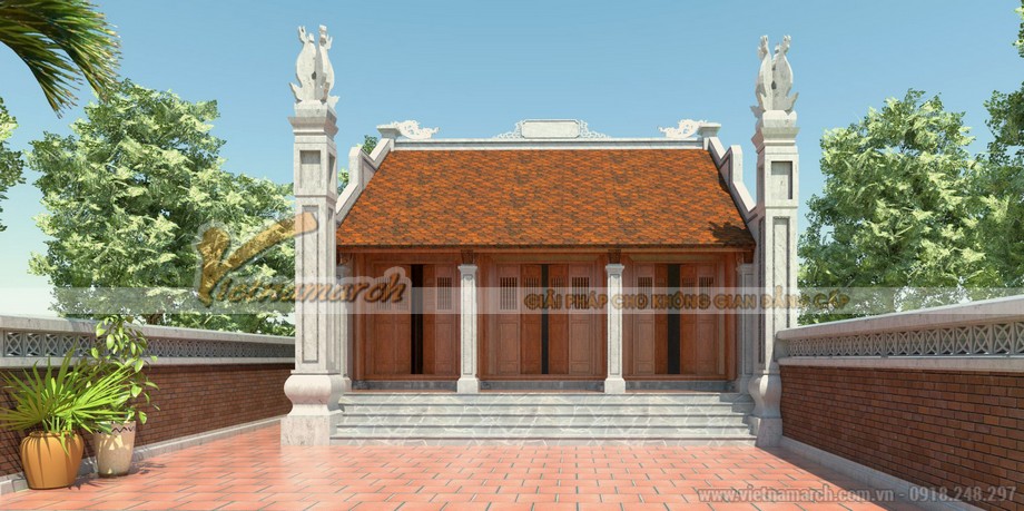Thiết kế nhà thờ dòng họ nhà Bác Lương tại Hà Nam mẫu nhà thờ mặt bằng chữ Đinh > Một sự uy nghiêm, một vẻ đẹp sang trọng và một chút hiếu nghĩa của con cháu.