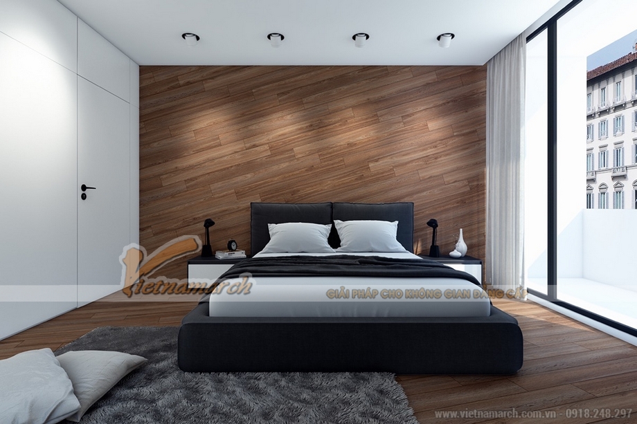 7 ý tưởng thiết kế phòng ngủ đẹp với gỗ cho biệt thự Hoa Anh Đào > 7-y-tuong-thiet-ke-phong-ngu-doc-dao-voi-buc-tuong-go-03