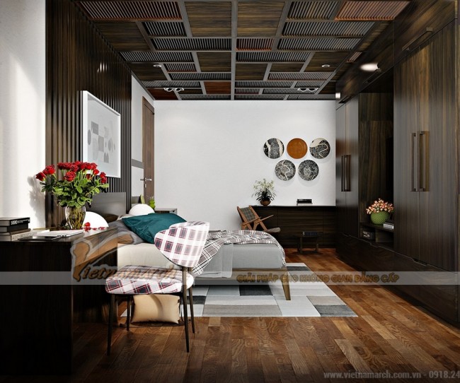 7 ý tưởng thiết kế phòng ngủ đẹp với gỗ cho biệt thự Hoa Anh Đào