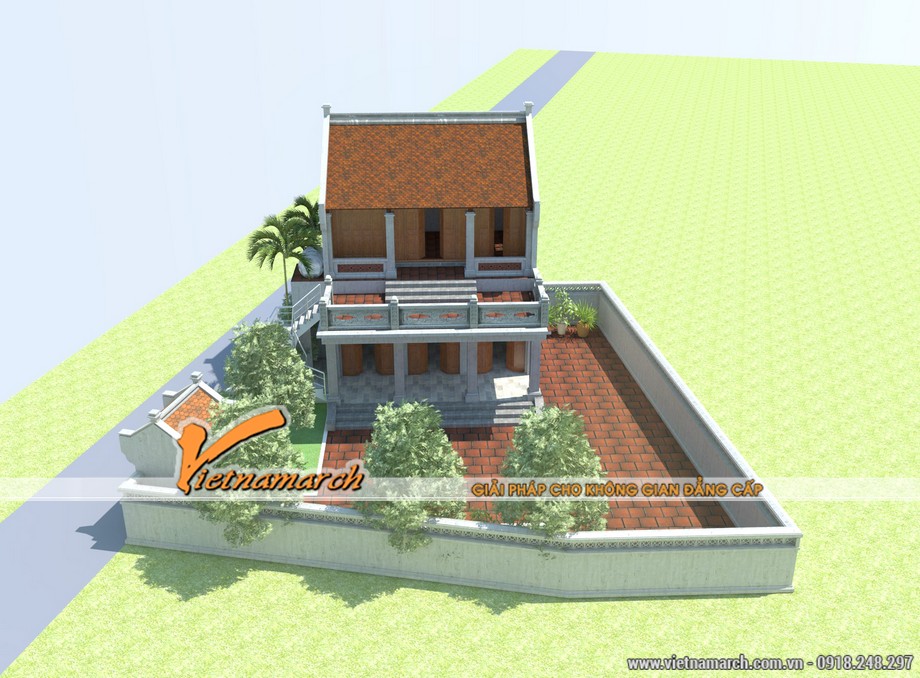 Ngắm kiến trúc nhà tổ 2 tầng cho nhà bác Doanh tại Bắc Ninh > Thiết kế nhà thờ họ 2 tầng