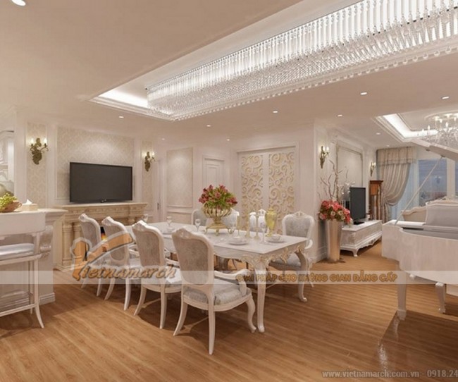 Thiết kế nội thất căn hộ D Tân Hoàng Minh – 36 Hoàng Cầu phong cách tân cổ điển