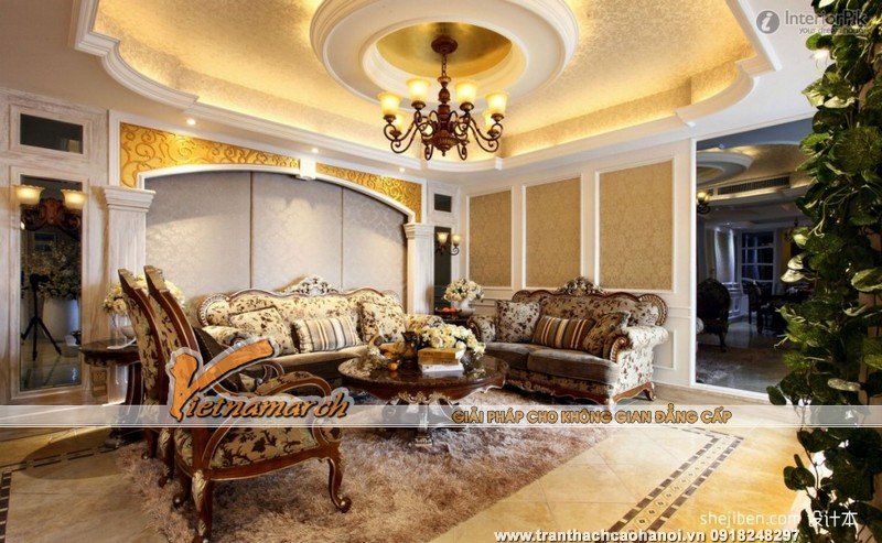 5 mẫu trần thạch cao phòng khách bắt mắt cho căn hộ chung cư Goldmark City