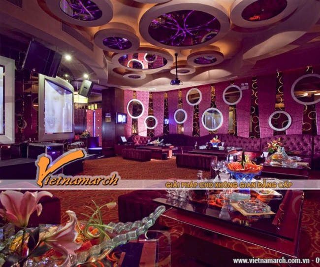 Những gam màu đẹp của các mẫu trần thạch cao hiện đại dùng trong quán Karaoke