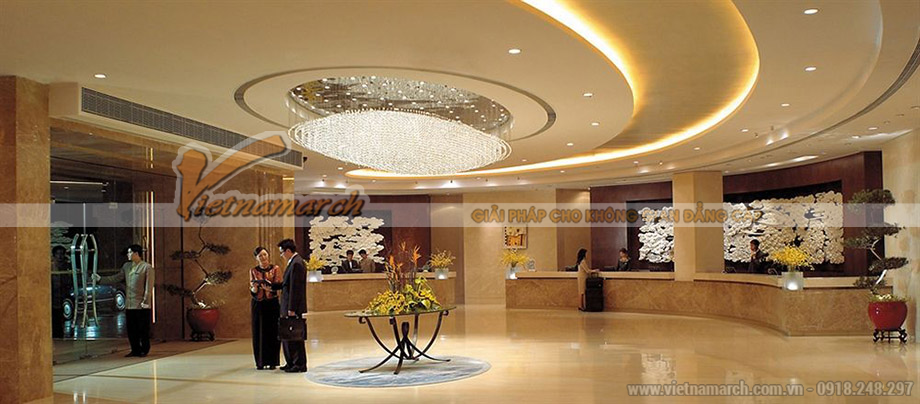 Thiết kế sảnh khách sạn đẹp sang trọng với trần thạch cao cổ điển > Mẫu trần thạch cao cổ điển tại sảnh khách sạn đẹp sang trọng 07