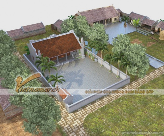 Thiết kế nhà thờ họ kết hợp nhà ở ba gian - hai chái cho nhà bác Luyến tại Bắc Ninh