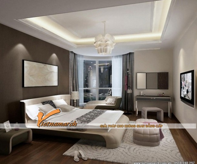 Thiết kế thi công trần thạch cao phòng ngủ cho gia đình anh Hùng ở Nam Định.