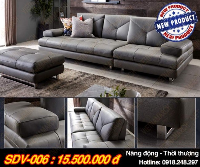 Mẫu ghế sofa văng chất liệu da thiết kế năng động, thời thượng – Mã: SDV-006