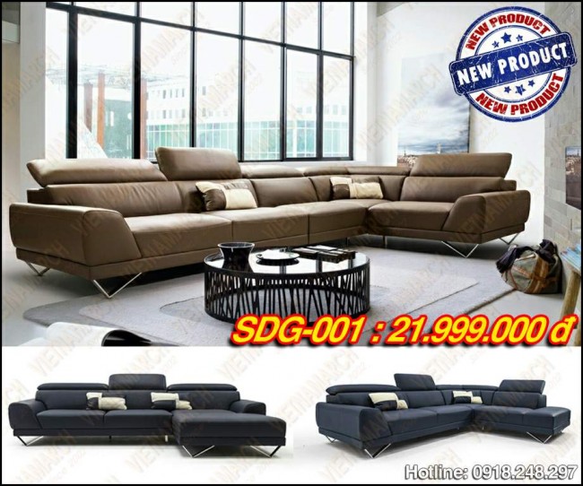 Mẫu Sofa góc đẹp chất liệu da cao cấp cho chung cư – Mã: SDG-001