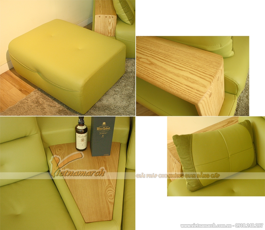 Sofa da tay gỗ thiết kế hiện đại – VASD002 > Sofa da tay gỗ thiết kế hiện đại 