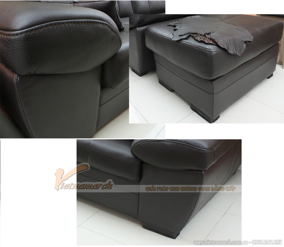 Ghế sofa da cao cấp, thiết kế sang trọng – Mã: SDV-010 > Sofa góc bọc da cao cấp Indonesia dài 2,8m cho những phòng khách rộng