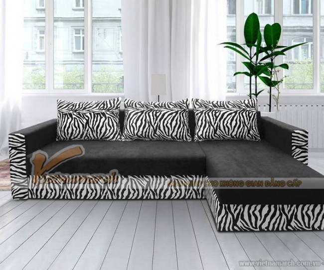 Mẫu ghế sofa bed vải nỉ góc đen tuyền nhiều khối linh hoạt lắp đặt – Mã: SVG-063