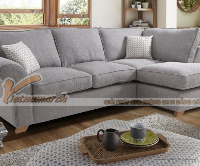 Phòng khách rộng rãi sang trọng với Mẫu ghế sofa góc chất liệu vải – Mã: SVG-019