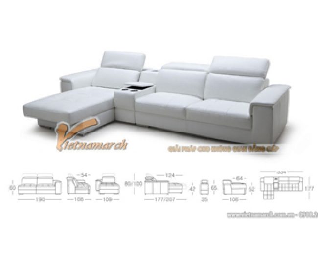 Mẫu ghế sofa da góc bản rộng cho phòng khách lớn – Mã: SDG-050
