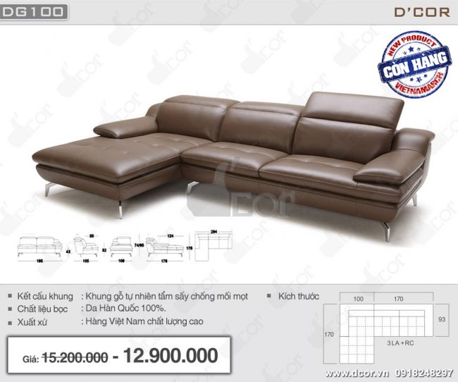 DG100 – Mẫu ghế sofa góc với kiểu dáng thiết kế vượt trội