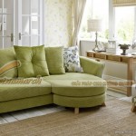 Mẫu sofa góc trẻ trung với vải nỉ màu cốm và họa tiết tự nhiên – Mã: SVG-036