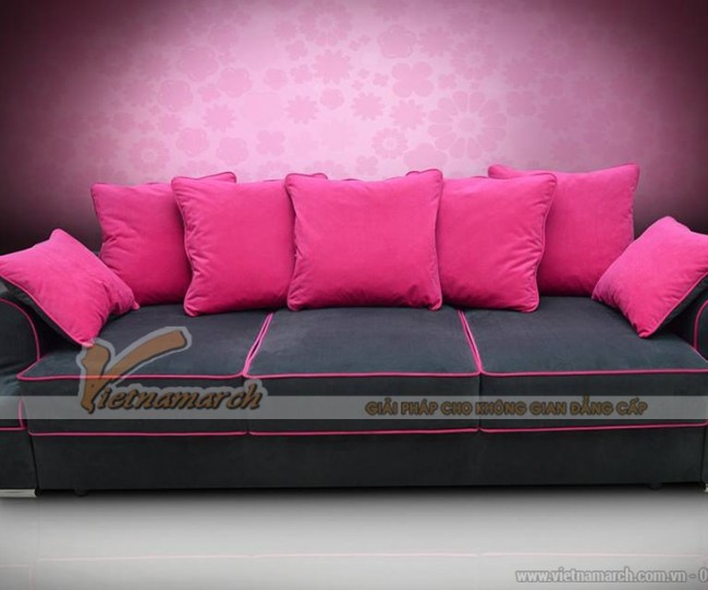 Mẫu ghế sofa văng vải nỉ nền đen kẻ đỏ quyến rũ cho phái nữ – Mã: SVV-006