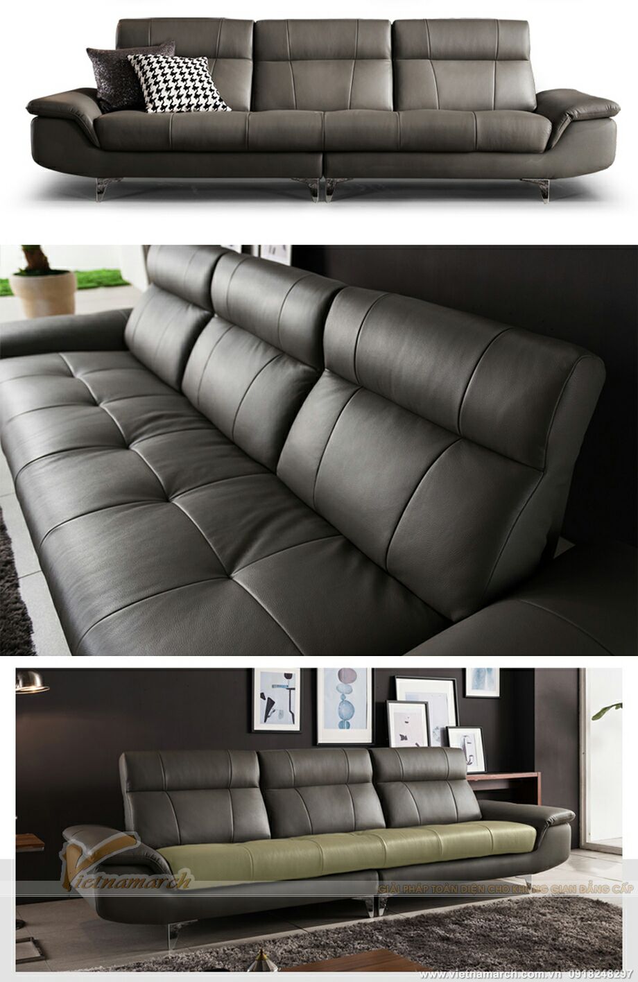 Mẫu ghế sofa văng chất liệu da nhập khẩu Italia cao cấp – Mã: SDV-001 > Cách phối hợp mầu sắc đa dạng, hài hòa.