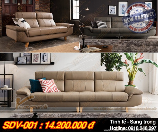 Mẫu ghế sofa văng chất liệu da nhập khẩu Italia cao cấp – Mã: SDV-001