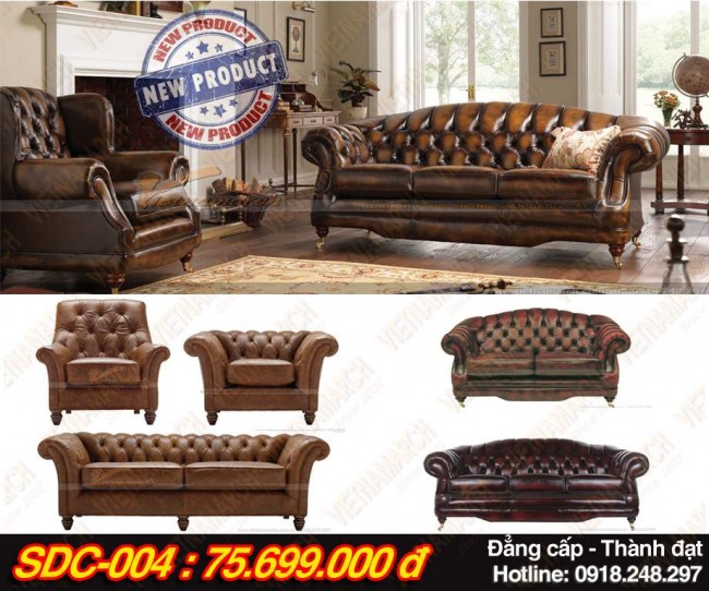 Bộ ghế sofa cổ điển đẹp sang trọng đẳng cấp cho gia chủ thành đạt – Mã: SDC-004