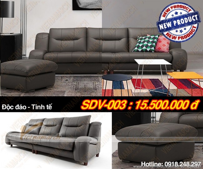 Mẫu ghế sofa văng da cao cấp thiết kế sang trọng – Mã: SDV-003