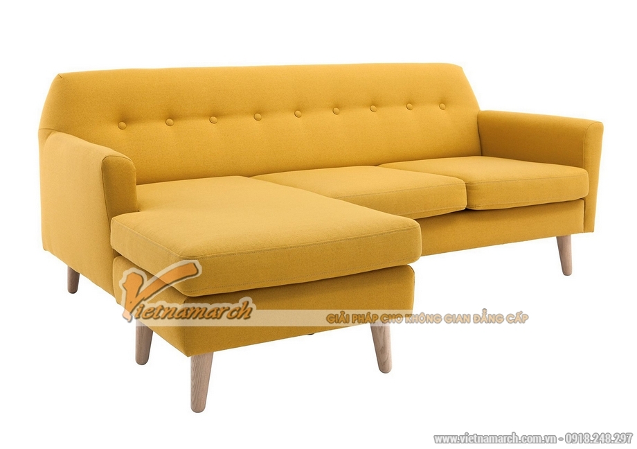 Khám phá những mẫu thiết kế sofa góc 2m tuyệt đẹp cho không gian nhà bạn > Mẫu sofa góc 2m phong cách Scandinavian màu vàng nổi bật