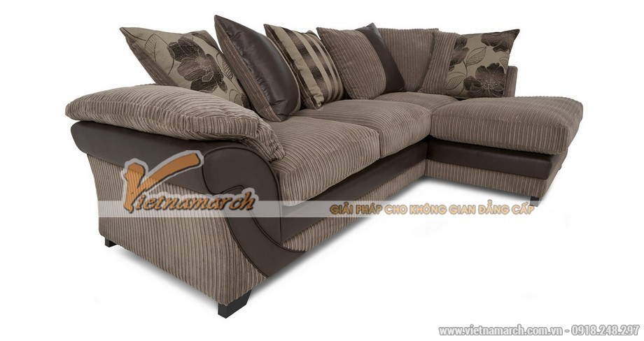 Mẫu ghế sofa góc kết hợp bọc da và vải mới lạ – Mã số: SVG-059 > Mẫu ghế sofa góc kết hợp bọc da và vải mới lạ