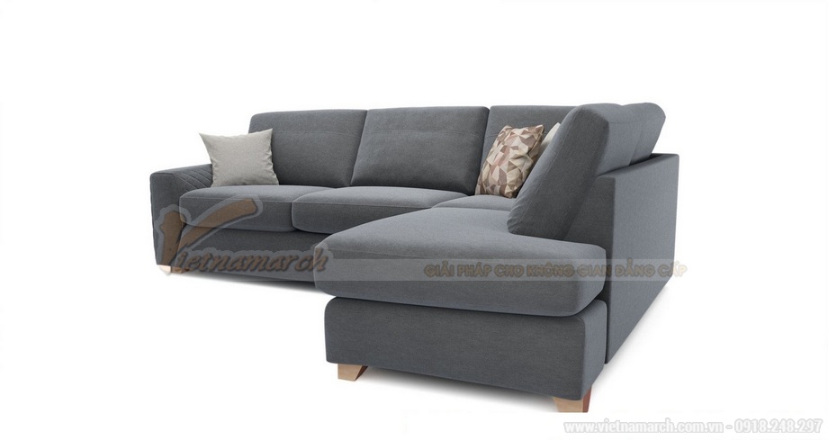 Mẫu sofa vải nỉ khung ghế gỗ dầu kiểu đặt góc cho phòng thêm rộng- Mã: SVG-058 > Mẫu ghế sofa góc vải nỉ khung gỗ dầu 