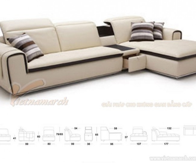 Mẫu ghế Sofa góc chất liệu da công nghiệp cao cấp cho phòng khách – Mã: SDG-101
