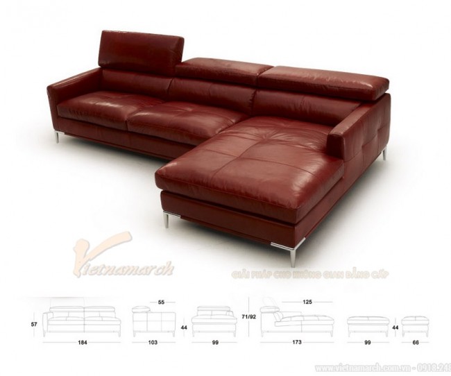 Ghế sofa góc hiện đại da bóng màu đỏ chữ L cao cấp – Mã: SDG-055