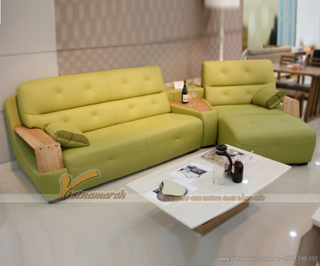 Sofa da tay gỗ thiết kế hiện đại – VASD002