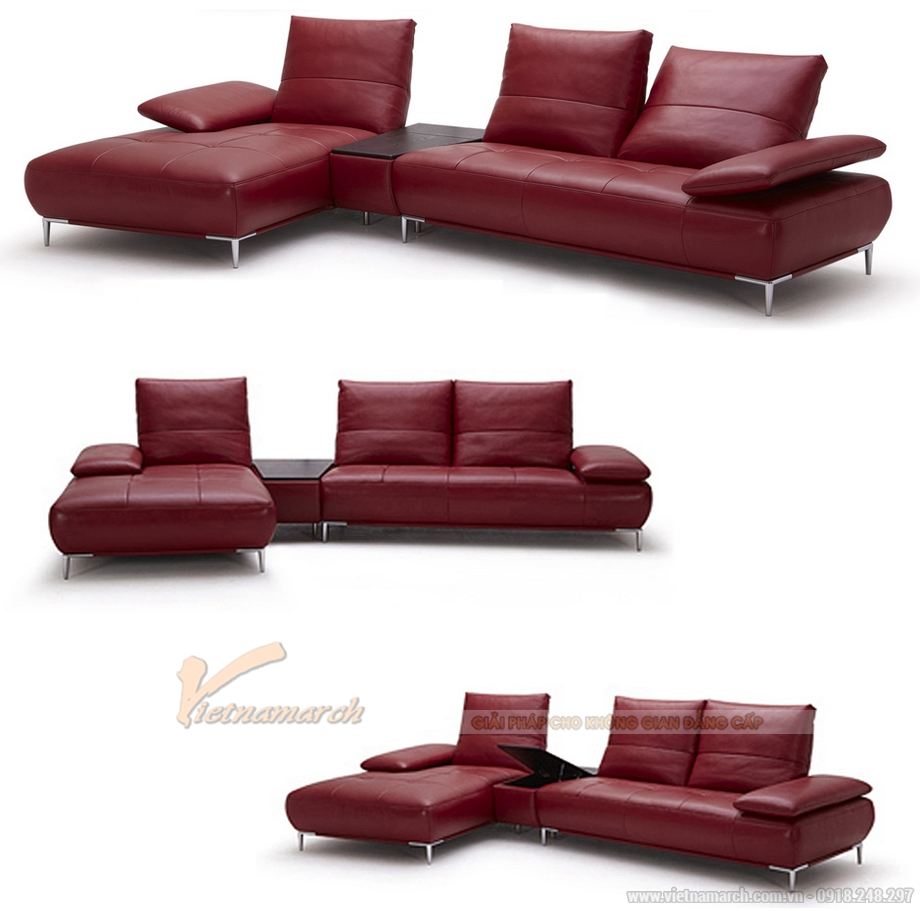 Mẫu ghế Sofa góc chất liệu da với thiết kế mới So hot – Mã: SDG-015 > Sofa góc màu đỏ mận không tay vịn