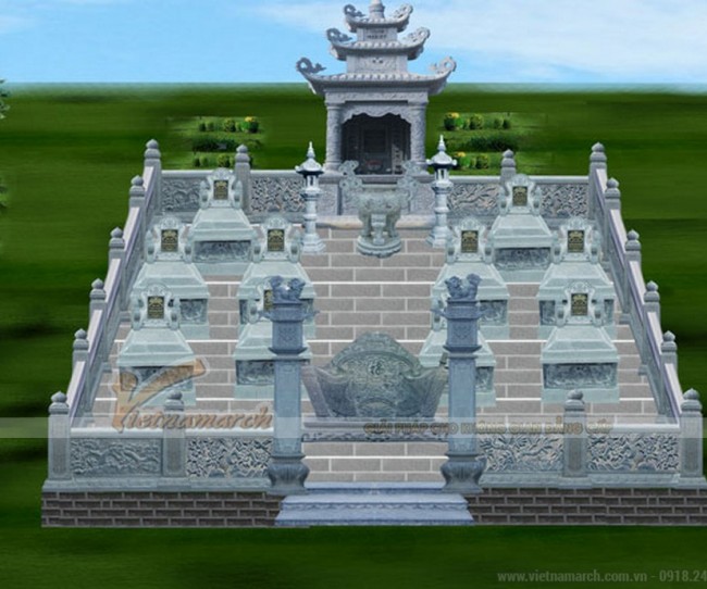 Thiết kế lăng mộ đẹp khuôn viên 10 phần mộ tại Ứng Hòa – Hà Nội
