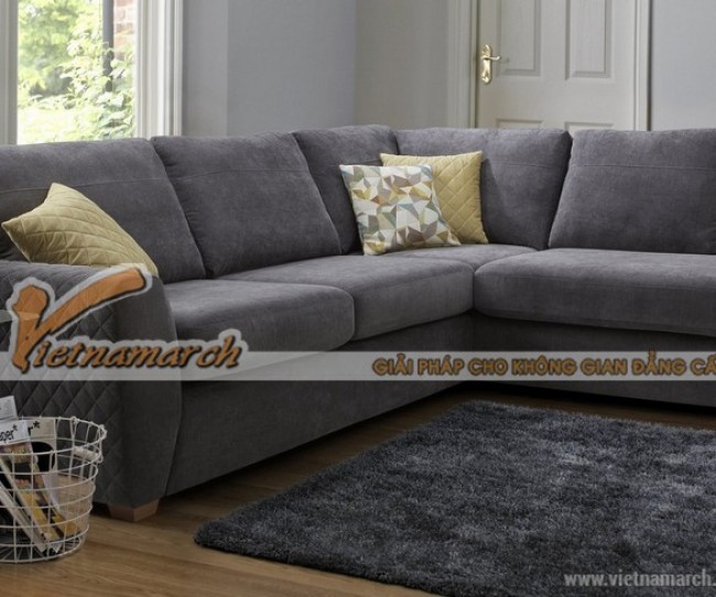 Mẫu sofa vải nỉ khung ghế gỗ dầu kiểu đặt góc cho phòng thêm rộng- Mã: SVG-058