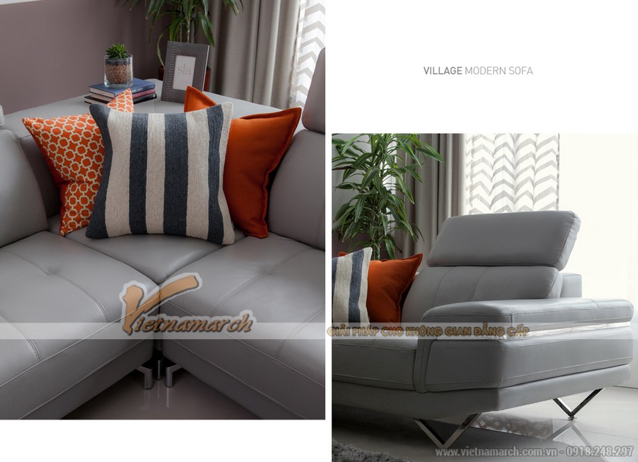 Mẫu sofa da góc đẹp kiểu dáng mới cho phòng khách thêm sang – Mã: SDG-017 > Mẫu sofa góc đẹp hiện đại phù hợp với mọi phòng khách