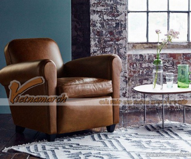 Ghế sofa da bò đơn mang phong cách cổ điển Pháp – Mã: SDV-073