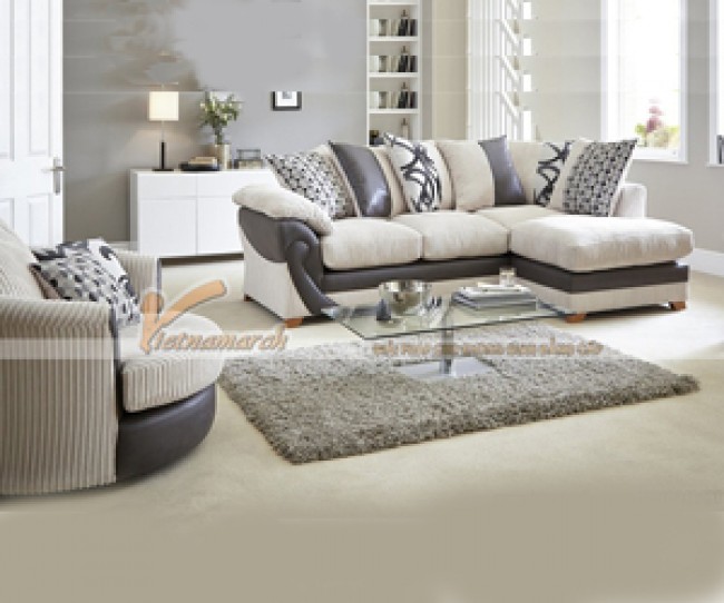 Mẫu ghế sofa góc cao cấp bọc vải sợi ramie – Mã: SVG-050