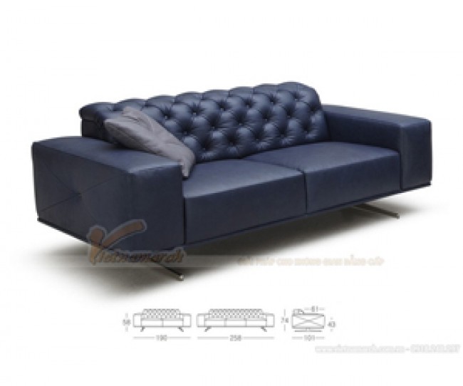 Ghế sofa văng chất liệu da tổng hợp chân liền inox 2016 – Mã: SDV-056