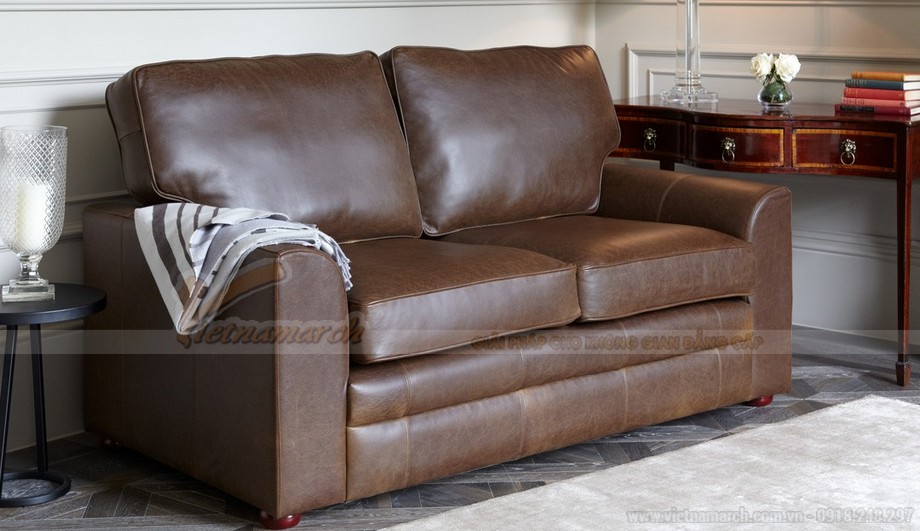 Mẫu ghế sofa da văng đơn giản cho không gian phòng khách – Mã: SDV-077 > Mẫu ghế sofa da kiểu dáng chữ I xinh xắn - 02