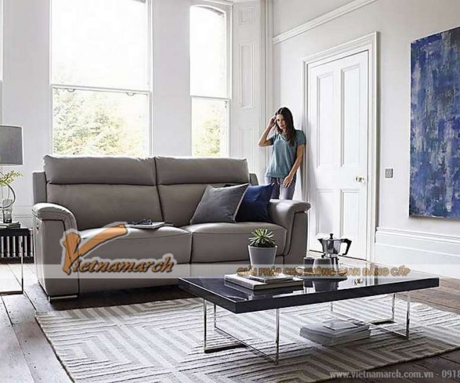 Mẫu ghế sofa da kiểu dáng thẳng văng cho phòng khách thanh lịch – Mã: SDV-063