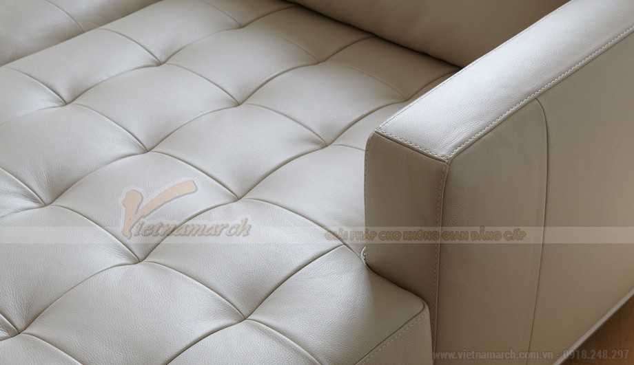 Mẫu ghế sofa góc da trắng sữa chân liền Inox cao cấp – Mã: SDG-064 > Mẫu ghế sofa góc da trắng chân liền Inox - 06