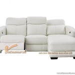Mẫu ghế sofa góc da trắng với nút bấm thông minh – Mã: SDG-059