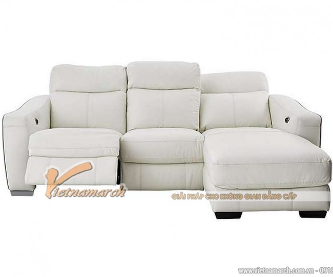 Mẫu ghế sofa góc da trắng với nút bấm thông minh – Mã: SDG-059