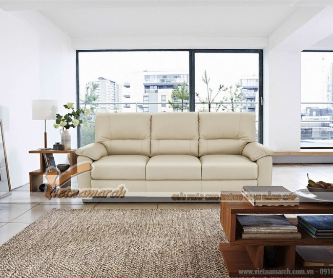 Nổi bật với mẫu ghế sofa văng da trắng sữa cực chất – Mã: SDV-072