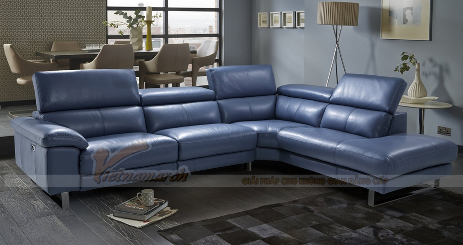Mẫu ghế sofa góc chất liệu da cho không gian phòng khách hiện đại