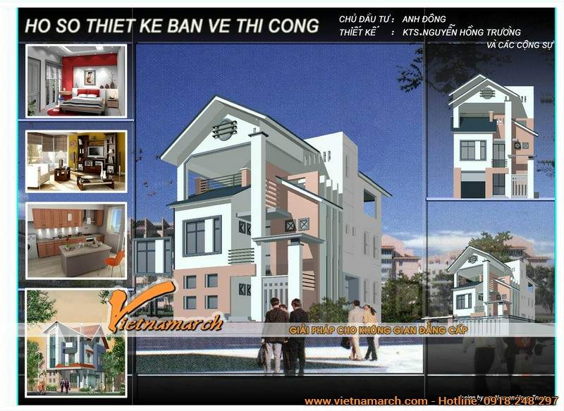 Hồ sơ thiết kế biệt thự phố 3 tầng nhà anh Đông tại Hà Tĩnh > Hồ sơ bản vẽ thi công biệt thự phố 3 tầng.